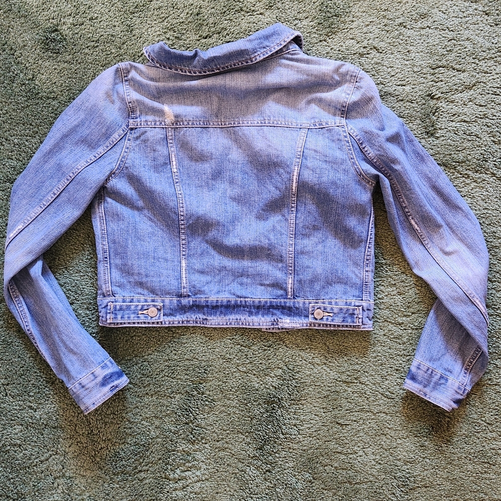 American Eagle Cropped Style Blue Denim Jacket - Picture 2 of 3